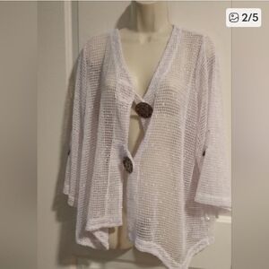 NWOT Nina Leonard White Mesh Swim Coverup